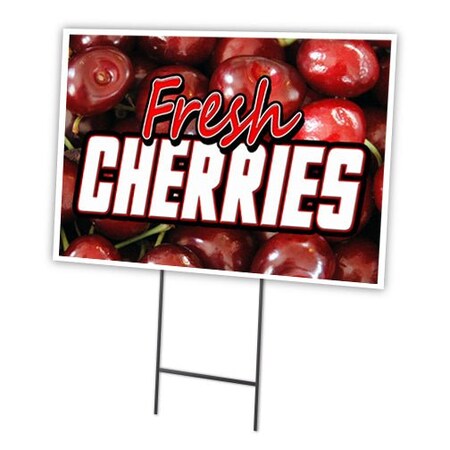 Signmission Fresh Cherries Yard Sign & Stake outdoor plastic coroplast window, C-1216 Fresh Cherries C-1216 Fresh Cherries